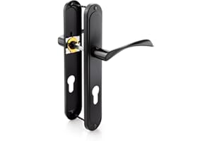 VERAMET® Maniglia per porta, 72 mm, Kometa, set di maniglie per porte della stanza, maniglia per porta dell'ufficio, a forma di L, colore nero opaco PZ – per porte d'ingresso della casa entrambi.