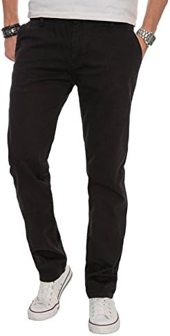 Alessandro Salvarini A. Salvarini Mens Designer Chino Pants Regular Fit Casual Trousers Straight Leg AS016 [AS016 - Schwarz - W30 L30]