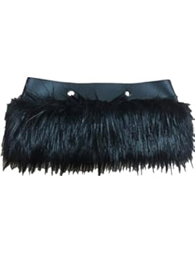 Trim Bordüre Kunstfell Umrandung Universell // O Bag MINI - REAL BLACK - Schwarz