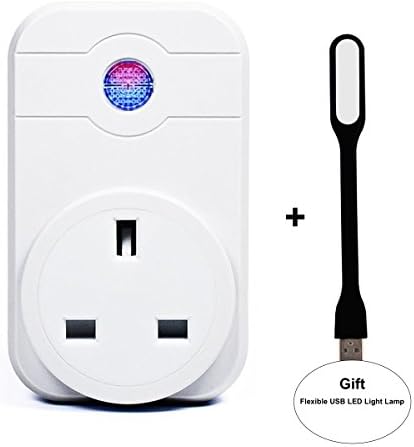 Wireless WiFi Smart Socket, WiFi Smart Plug works with Alexa and Google Home, Wireless Timing Smart Plug Switch, Control Your Devices from Anywhere, No hub Required+ Flexible USB LED Light Lamp Free Gift