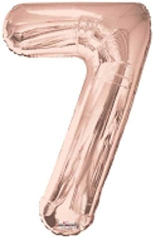 Large Rose Gold Metallic Number 7 Foil Helium Balloon 34"/87cm (Not Inflated)