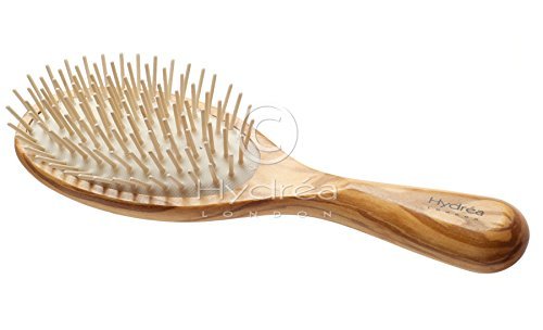 Antistatische Olivenholz Haarbürste mit Olivenholz Stiften- Luxus Haarpflege Geschenk - 21cm
