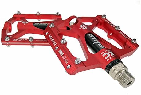 SHIBIKE Bike Pedals 9/16 Cycling Mountain Bike Bearings Pedal Ultralight Aluminum Alloy Palin Pedal Non-Slip For Road BMX MTB Fixie Bikes (Color : Red)