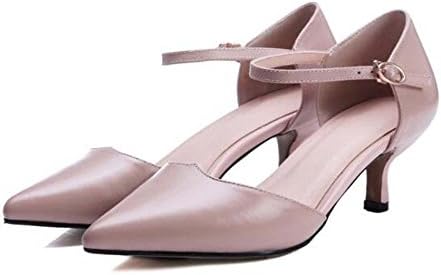 Beauqueen Kitten Pump Simple Scrub Pointed-Toe Girls Women Casual Ankle Straps Elegant Apricot Black Shoes Europe Size 34-39 , pink , 37