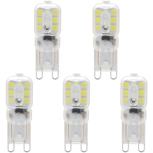 KDP G9 LLEVÓ la Bombilla 3W, Equivalente a 33W halógeno Bombillas, Blanco frío 6000K, Paquete de 5