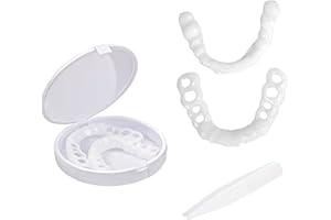 NITAIUN 2 Stück Veneers Zähne Zahnersatz Instant Veneers Gebiss Gefälschte Zähne Obere und untere Veneers Schnapp Gebisszähne Komfort Prothesen Zähne Smile Zähne Minipinzette (2 Stück)