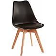 My Art Design - Scandinavian Chair with Padded & Solid Wood Oak Legs... Chair for Cafe, Home, Hotel & Office (Black)