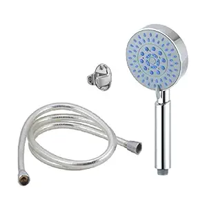 ANMEX 5 Gear Chrome Plated Adjustable Rain Spray Hand Shower(ABS) with 1mtr ABS Shower Tube and Wall Hook (Silver)