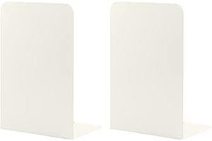 ‎MSDADA MSDADA Buchstützen aus Metall L, 102x203x135mm, 1 Paar CD Buchständer Kinder, Bücherregal für Schule Zuhause Büro Bibliothek Decorative(Milchig Weiß)