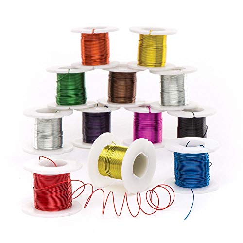 Baker Ross AR845 Coloured Craft Wire - Pack of 12, for Kids Jewellery Making, Arts Activities and Creating