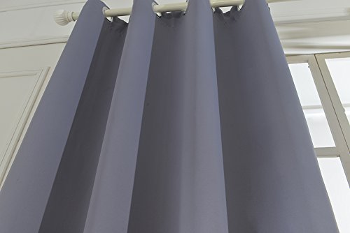 Hoomall Blickdichte Gardinen Ösenvorhang Blickdicht Vorhang Verdunklungsgardine Ösenschal Blickdicht 140*225cm 1er set Grau - 4