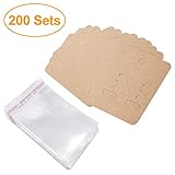 1. paquete incluye: 200 tarjetas de aretes y 200 bolsas autoadhesivas para guardar collares y aretes hechos en casa