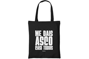 WONDERNASTIC - Tote Bag Me Dais Asco, Color Negro, Bolso Multiusos, Tejido de Lino, Versátil, Resistente, Diseño Original, Medidas 34 x 39 cm