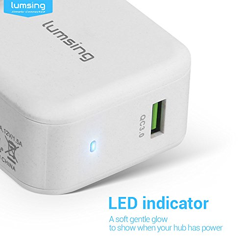 Lumsing QC 3.0 Ladeadapter USB Ladegerät 18 W mit Wandladegerät für iPhone 7/7Plus/6S/6S Plus/6/6Plus,iPad Air,iPad Mini,Galaxy S7/S7 Edge/S6/S5 / S4 / S3, Note3/4,Kameras, MP5 / MP4 ,andere Smartphone und Tablette Weiß - 2