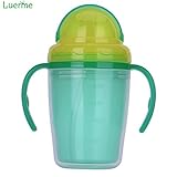 luerme 230 ml Süße Babys Kids Kinder Double Layer hitzebeständig Trinkbecher Stroh Trinken Flasche mit Griffen - 7
