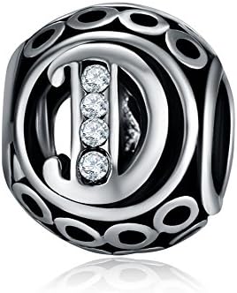 Yingyan Silver Charms Alphabet D Letter Initial European Beads For Pendant Necklace Bracelets Bangle Snake Chain Jewelry
