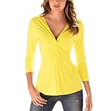 camisas blancas mujer zara  Landove - Camisas - Básico - Manga Larga - para Mujer Amarillo Medium