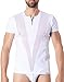 Produktbild Look Me lm805 – 81 WHTS T-Shirt Weiß Herren Weich mit Streifen Netzstoff in V mit Rundhalsausschnitt/Zip