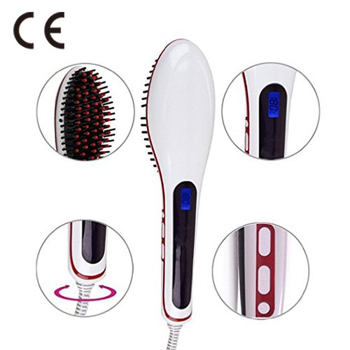 hair straightening brush ,Besmall Instant Magic Silky Straight Hair Styling, Anion Hair Care, Anti Scald, Zero Damage UK Plug (White)
