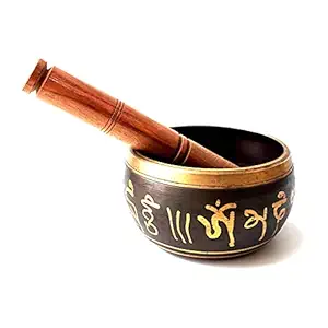 KITREE Tibetan Bowl | Singing Bowl | Himalayan bowl | Meditation instrument with Wooden Stick ( Size 3.5 inch approx) (Black)