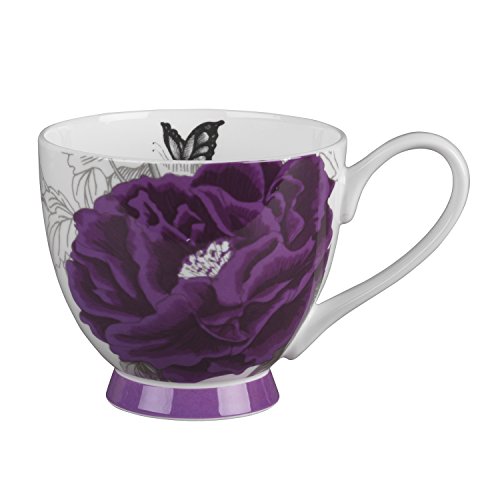 INSPIRE Diseño de Flores Portabello Morado de Porcelana Taza con Base 2ND