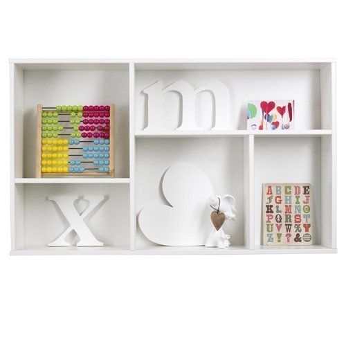 lounge-zone Wandregal Regal Setzkasten FÜNF Massivholz Holz weiß 5 Fächer 60x100x18cm 5860