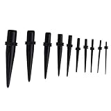 SODIAL (R) 10 pares de negro recto forma conica del oido de acrilico extensor camilla estiramiento enchufe 00G 16G
