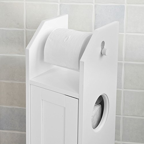 SoBuy® Freistehend weiß Toilettenrollenhalter, Badregal, Standschrank, Seitenschrank, FRG135-W - 3