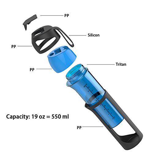 AVOIN colorlife 550ml bruchsichere und kratzfeste Sport-Wasserflasche mit auslaufsicherem Deckel – BPA Frei, ungiftig & umweltfreundlich - 4