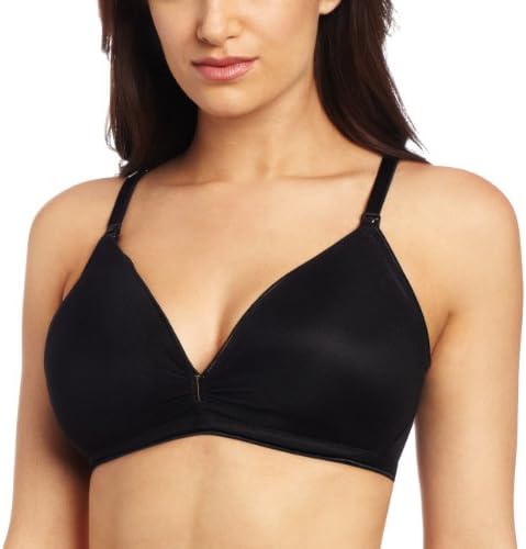 Bella Materna Women's Maternity Plunge Wire Free T-Shirt Nursing Bra, Black, Medium