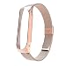 Produktbild MuSheng Armband for XiaoMi Mi Band 3, Edelstahl Uhrenband Premium Luxus Schnalle Band Schlaufe Strap für XiaoMi Mi Band 3 (Roségold)