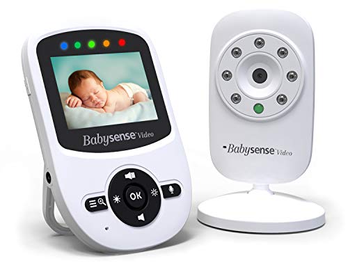 Moniteur Vidéo Bébé Babysense avec Vision Nocturne Infrarouge | Babyphone Audio Bidirectionnel, Affichage de la Température de la Chambre, Berceuses, Éco Mode ? Longue Portée | V24UK