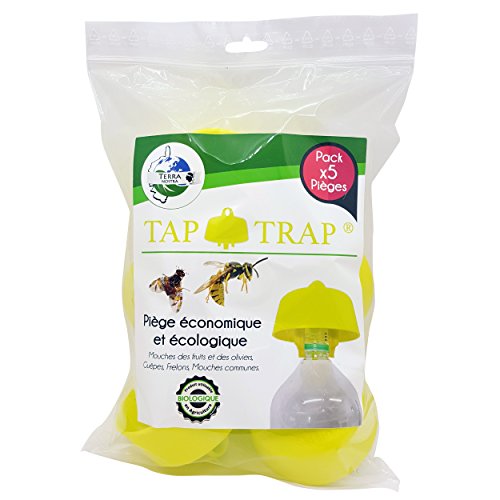 TERRA NOSTRA Piège à guêpes Piège à frelons Piège Mouche des Fruits Piège Mouches des oliviers ECONOMIQUE Livré avec Les Recettes d'appâts Tap Trap x5