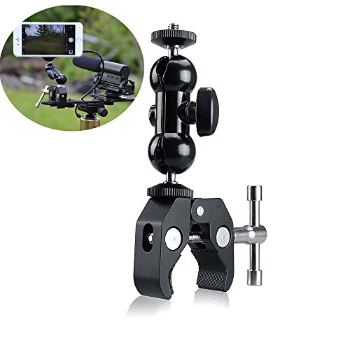 Fotosnow Abrazadera de Bola Abrazadera Bola Abrazadera súper Abrazadera de cámara de Bola con Adaptador de Zapata de Rosca 1/4-20 para GPS Monitor LCD/DV de teléfono, Luces LED,micrófono y más