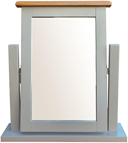 Yabbyou Large Painted Solid Oak Top Dressing Table Vanity Swivel Mirror with A Grade Clear Vision Glass