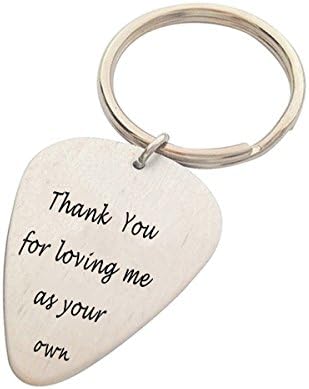 Father's Day Gifts Guitar Pick KeyChain Thank You For Loving Me As Your Own Stepdad Gift stepmom gift