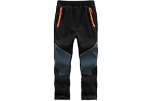 Zzkouine Pantaloni Sci Bambino Pantaloni Trekking Softshell da Neve, Impermeabili e Anti Vento Pantalone Bambini con Fodera in Pile