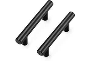 Ravinte 5 Stück Schwarz Möbelgriffe T Bar Griffe für Küchenschränke 64mm Lochzentrum Schrankgriffe Griffe Rostfreier Edelstahl Möbel Türgriffe