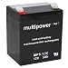 Produktbild MP5-12C Multipower Blei-Akku 12 Volt 5Ah Zyklenfest mit Faston 6,3mm