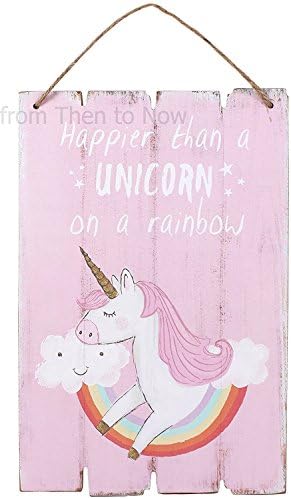 Something Different UO_60026 Hanging Sign | Happier Than a Unicorn | 1pc, Pink