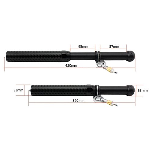 Tping Zoomable CREE Q5 LED Taschenlampe Lange Spikes Mace Baseballschläger Form Taschenlampe für Selbstverteidigung, Camping, Wandern (Schwarz) - 7