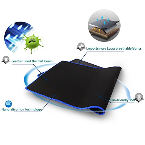 YINGNEW Alfombrilla para Raton Azul Grande con - XXL Size 800x300mm - Super Gruesa 3mm - no de Goma Antideslizante  Negro y Azul 