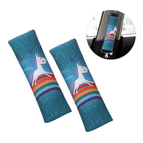 2 uncs unicornio almohadillas de hombro del cinturón de seguridad del coche