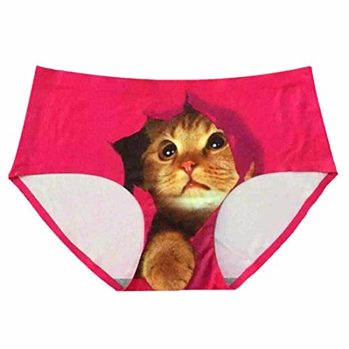 QIYUN.Z Pussycat Sexy Chat Femmes Imprimees Filles De Lingerie Sans Couture Culottes Sous-Vetements
