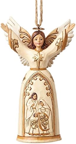 Heartwood Creek Ivory and Gold Nativity Angel Hanging Ornament, Multi-Colour