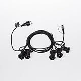  New-Lamps - Cable con 10 porta-bombillas E27, 6,5 m, para interiores y exteriores, IP44, color negro