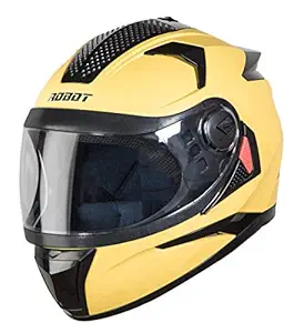 STEELBIRD HI-GN SBH-17 Robot Mat Glass Helmet with Plain Visor (Moon Yellow, 580mm, Medium)