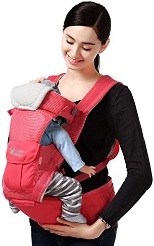 GUAN Baby Carrier Breathable Hip Seat Carrier Ergonomic Design Variety Carry Ways With Detachable Seat Portable Multifunction Breathable Mesh + Polyester Backpack Carrier Watermelon Red