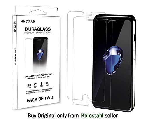 CZARTECH Tempered Glass for iPhone 8+/7+/6S+/6+ with Easy Installation Kit - (5.5 in) (Pack of 2)
