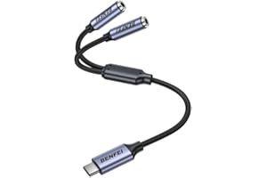 BENFEI Rozdzielacz audio USB-C na podwójny 3,5 mm, adapter słuchawkowy do udostępniania muzyki i filmów na 2, kompatybilny z iPhone 16/15 Pro Max/Pro/Plus, Samsung Galaxy S23, iPad Pro, MacBook Pixel